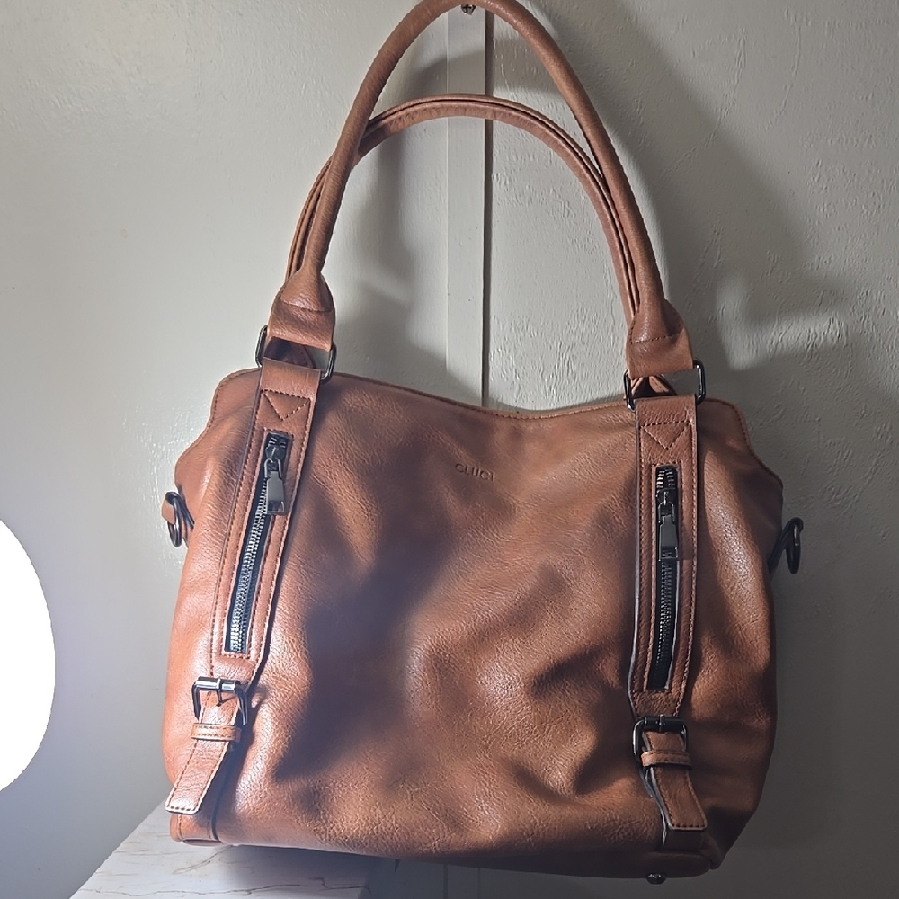 Brown Leather Shoulder Bag with Slouchy Design